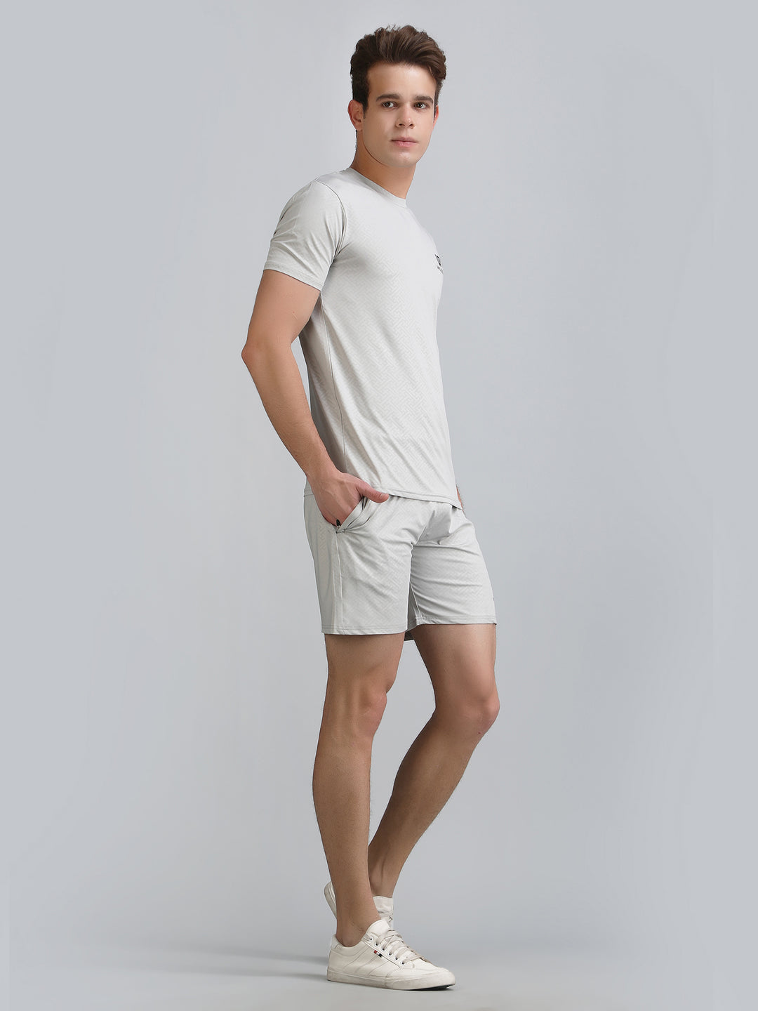 Mens Dryfit SS Round Neck T-shirt & Shorts Combo Set