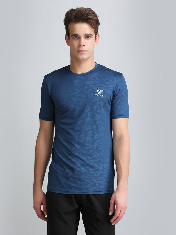 Mens Dryfit Embossed SS Round Neck T-shirt