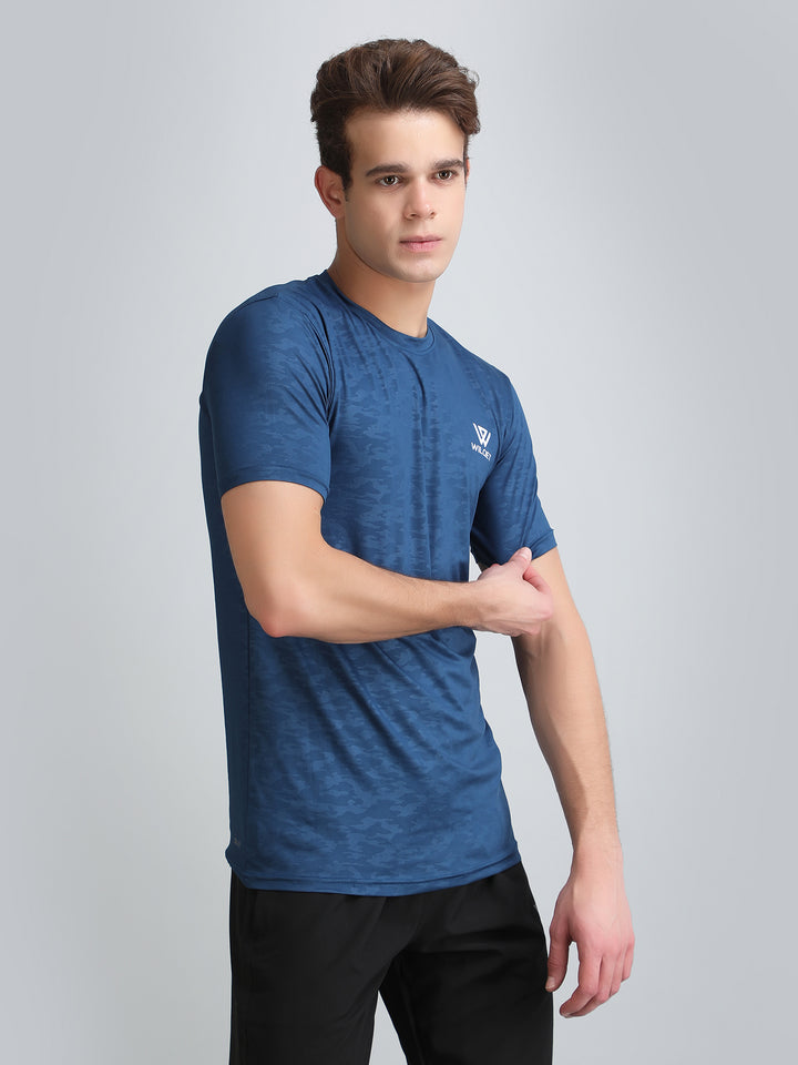 Mens Dryfit Embossed SS Round Neck T-shirt