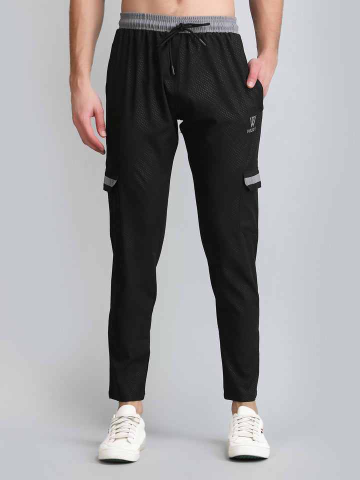 Mens Cargo Track Pants With Contrast Waistband Pkt. Flap