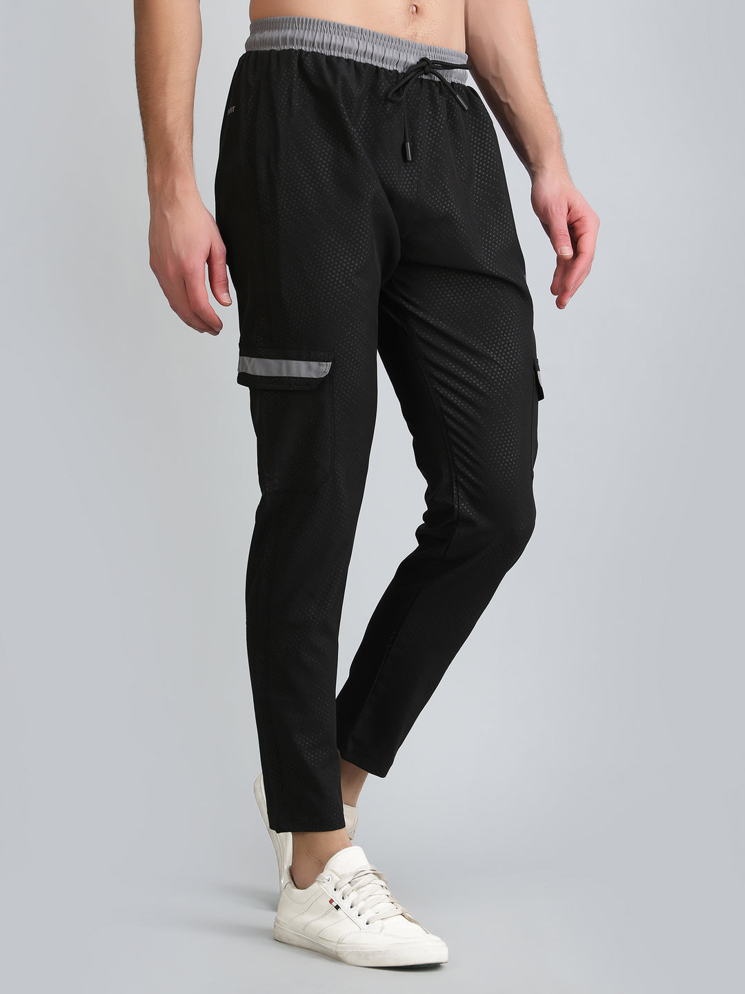 Mens Cargo Track Pants With Contrast Waistband Pkt. Flap