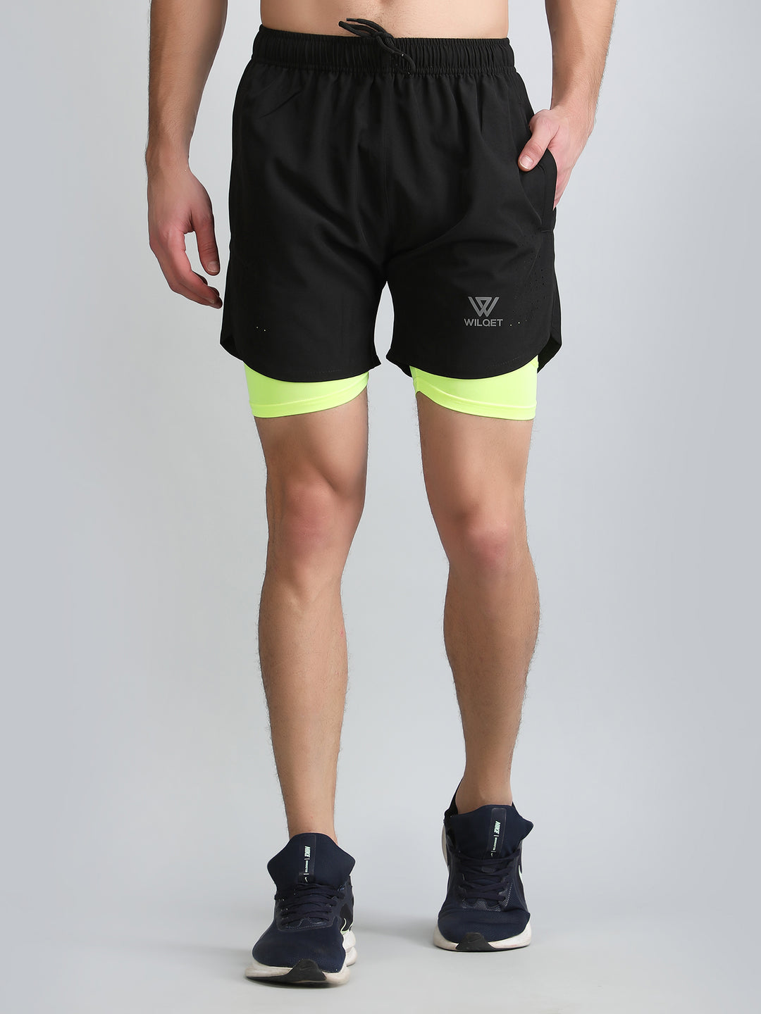 Mens Dryfit Cut & Sew 2IN1 Supporting Shorts