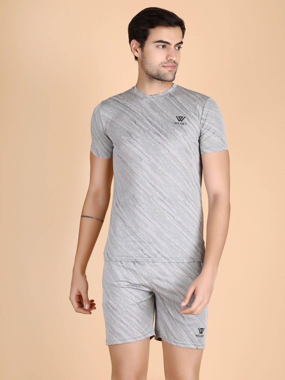 Mens Dryfit Graphic SS Round Neck T-Shirts & Shorts Combo Set