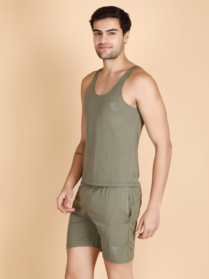 Mens Dryfit Solid Lycra Gym Sleeveless T-Shirts