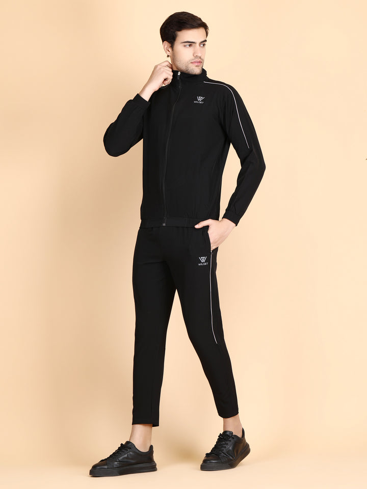 Mens Running Track Suit With Contrast Cord Piping