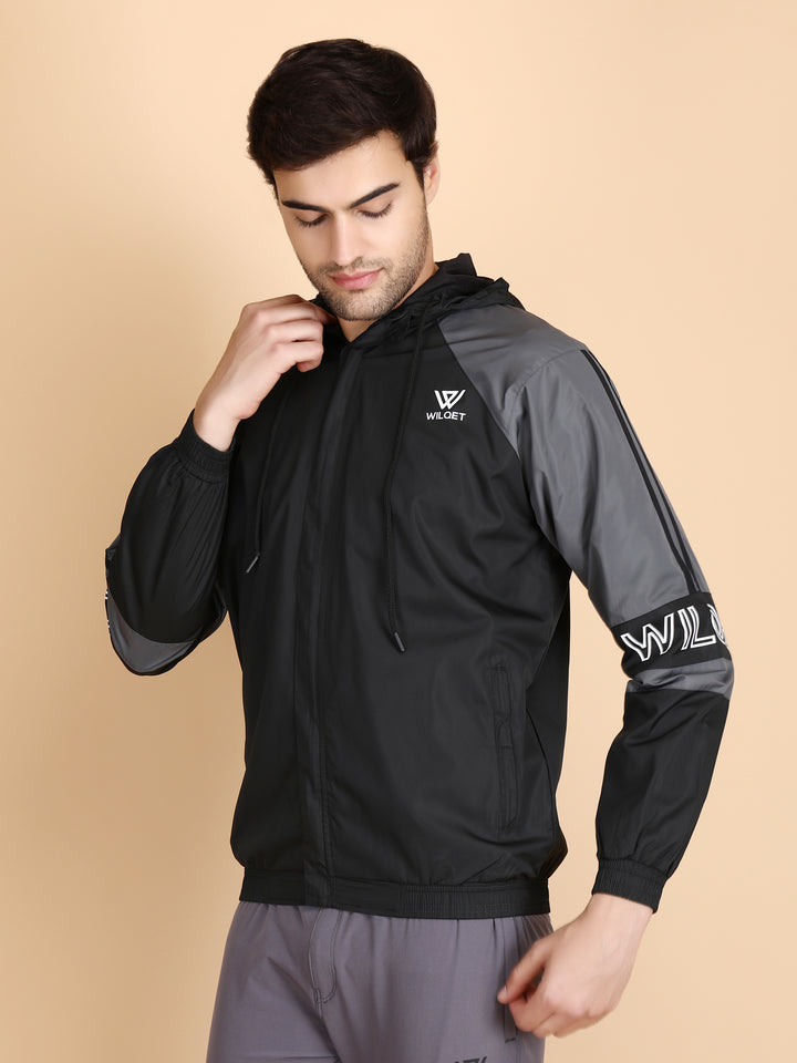 Mens Hooded Jacket Waterproof in Cut - Sew