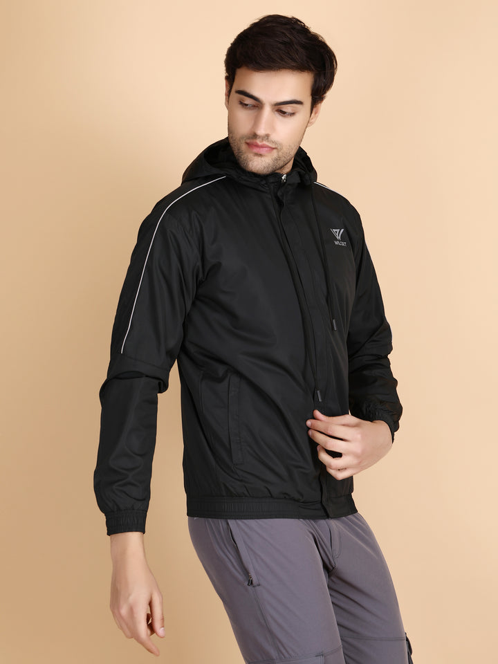 Mens Hooded Jacket With Contrast Cord Piping