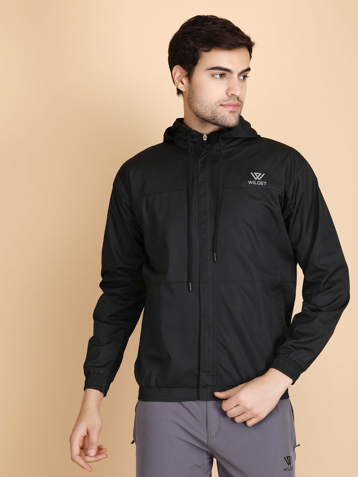 Mens Running Hooded Jacket With Full Zip Covered