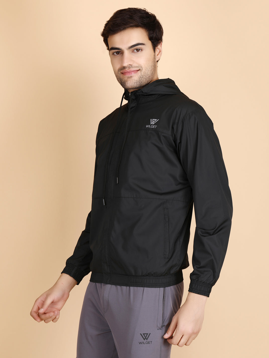 Mens Running Hooded Jacket With Full Zip Covered