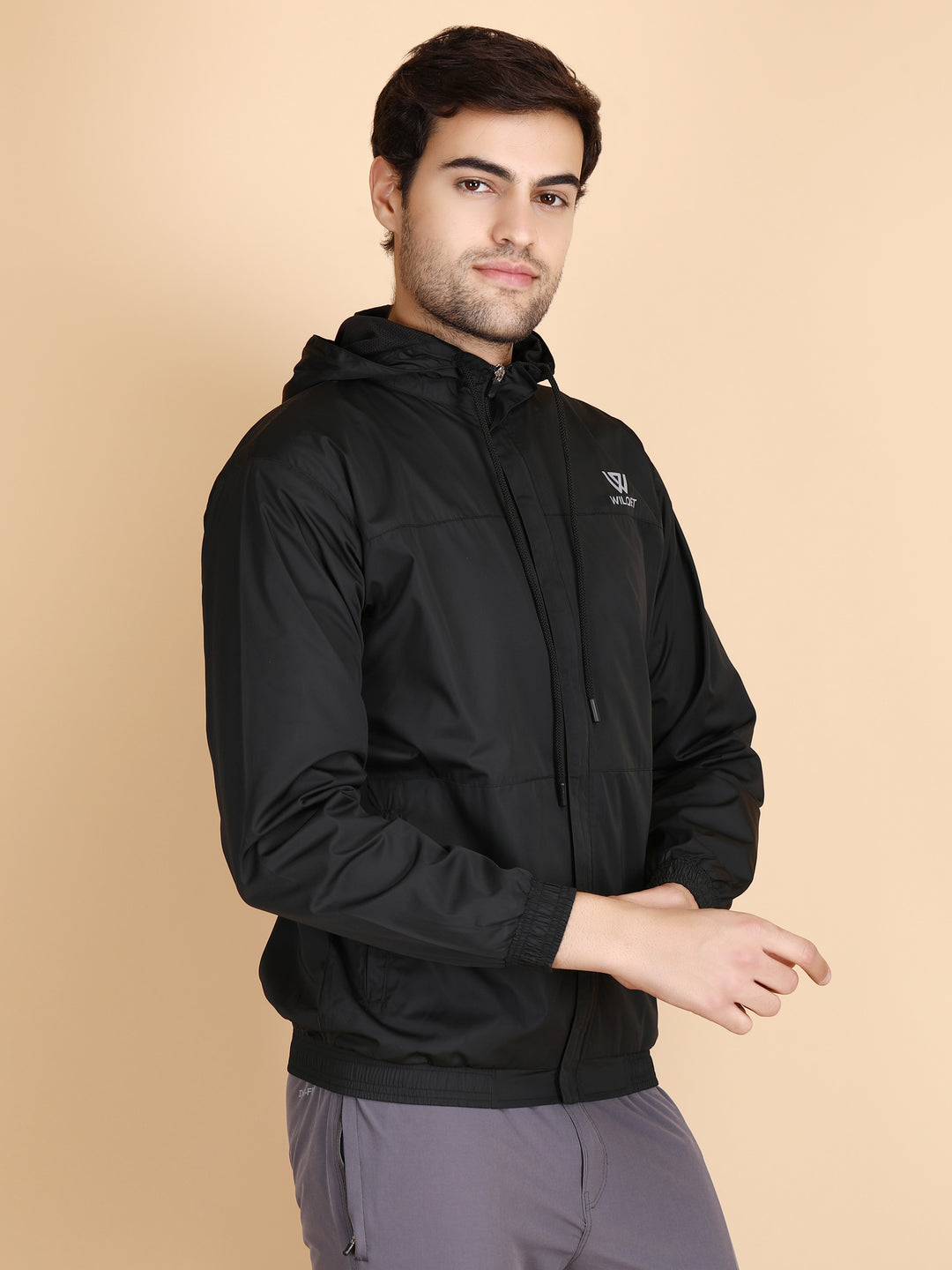 Mens Running Hooded Jacket With Full Zip Covered