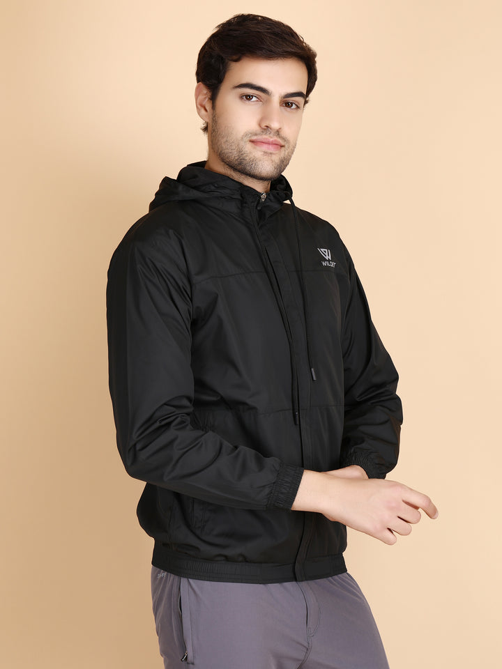 Mens Running Hooded Jacket With Full Zip Covered