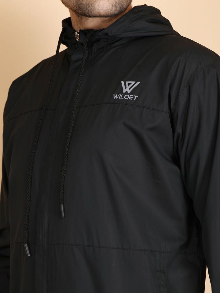 Mens Running Hooded Jacket With Full Zip Covered