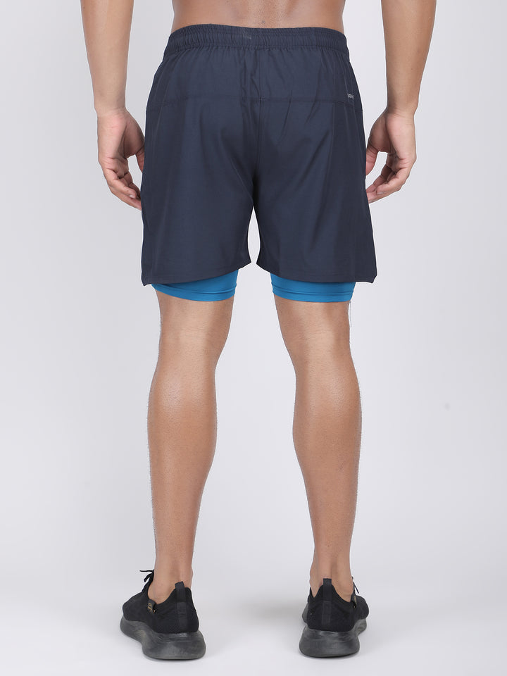 MEN'S CUT & SEW RUNNING 2IN1 SUPPORTING SHORTS WITH SWIMWEAR TIGHTY INNER