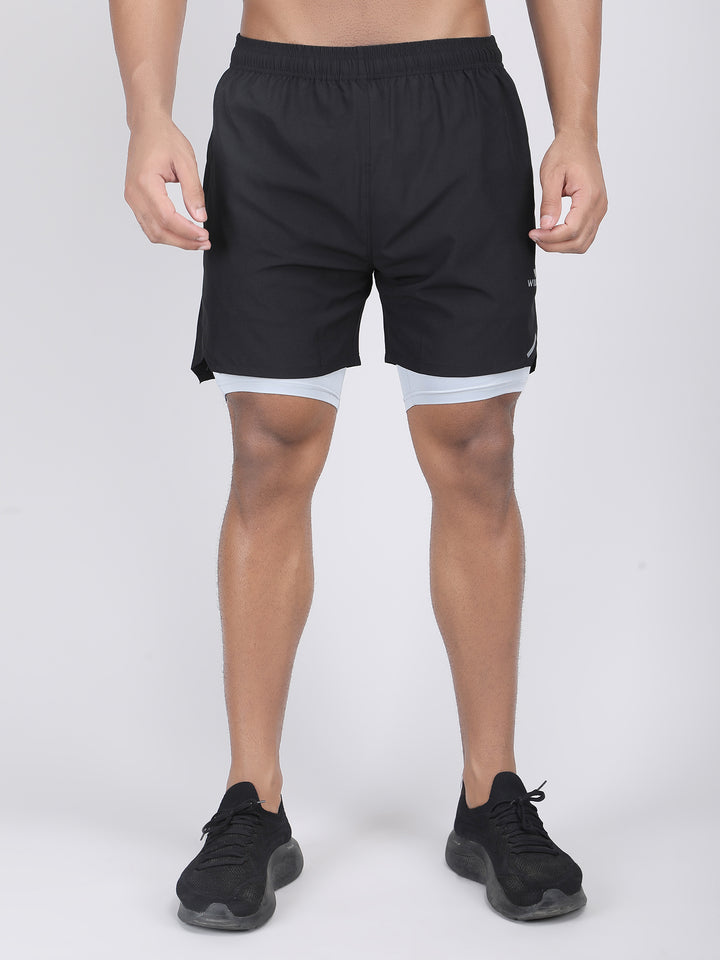 MEN'S CUT & SEW RUNNING 2IN1 SUPPORTING SHORTS WITH SWIMWEAR TIGHTY INNER