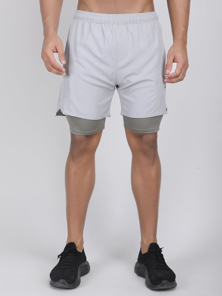 MEN'S CUT & SEW RUNNING 2IN1 SUPPORTING SHORTS WITH SWIMWEAR TIGHTY INNER