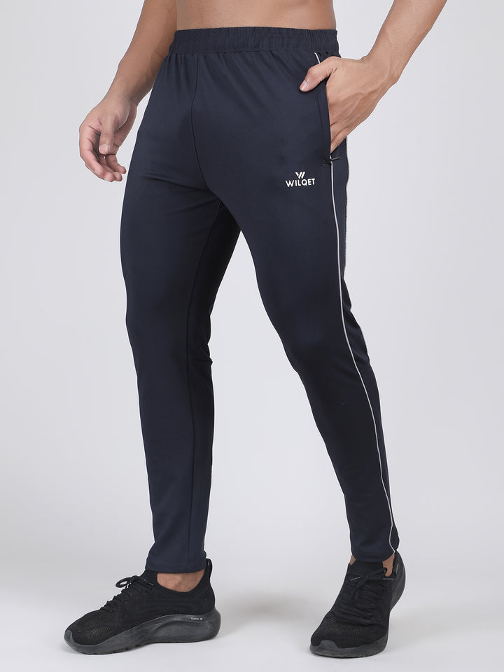 MEN'S RUNNING TRACK PANT CUT & SEW WITH STRACHABLE 4 WAY LYCRA & WITH CONTRAST CORD PIPING