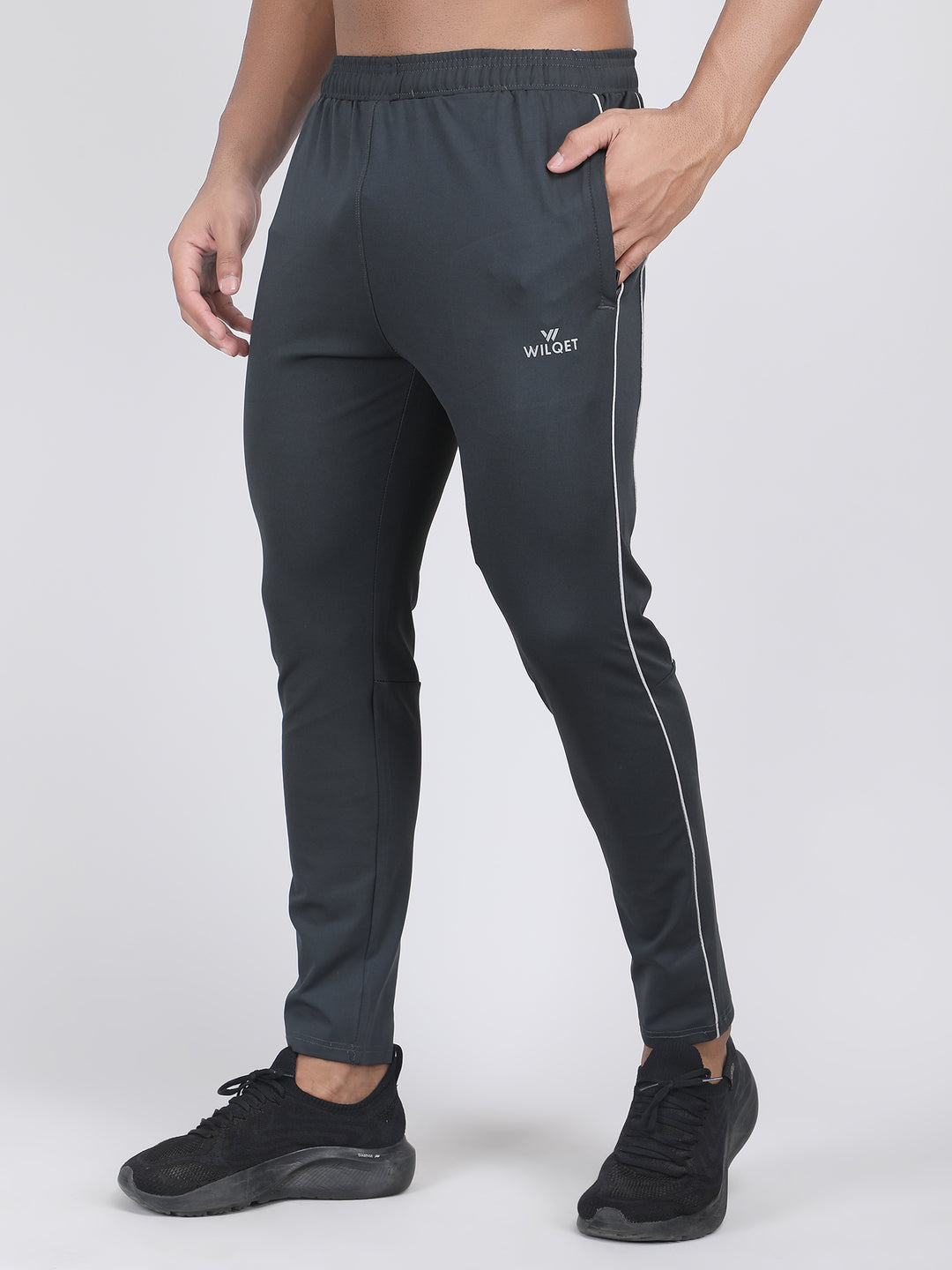 MEN'S RUNNING TRACK PANT CUT & SEW WITH STRACHABLE 4 WAY LYCRA & WITH CONTRAST CORD PIPING