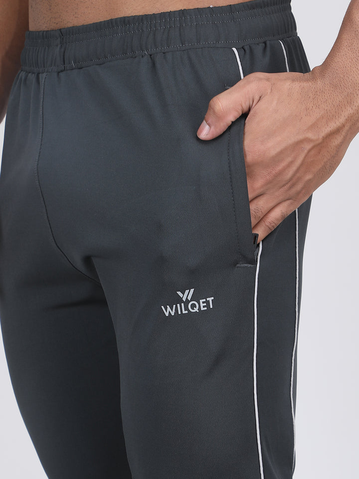 MEN'S RUNNING TRACK PANT CUT & SEW WITH STRACHABLE 4 WAY LYCRA & WITH CONTRAST CORD PIPING