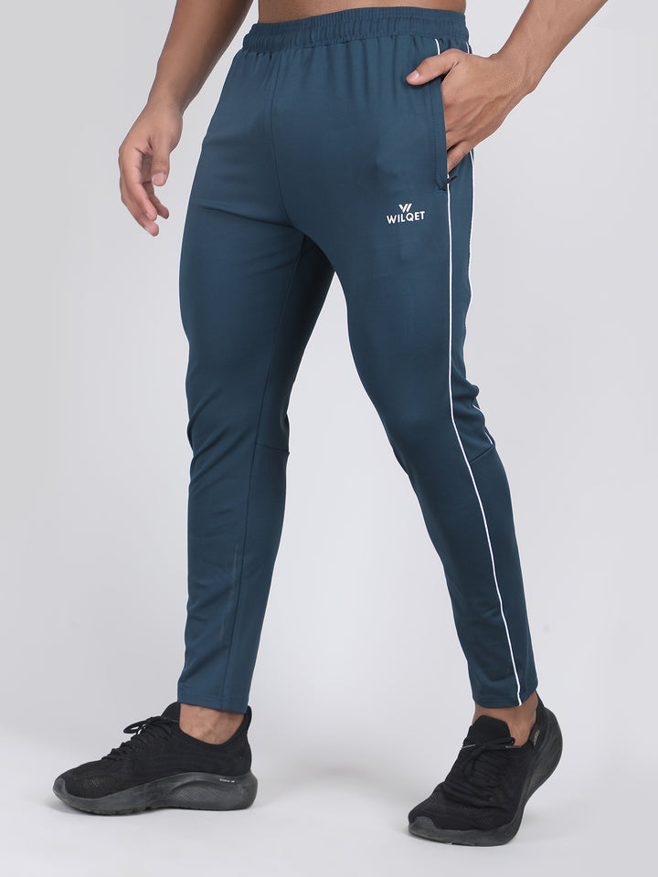 MEN'S RUNNING TRACK PANT CUT & SEW WITH STRACHABLE 4 WAY LYCRA & WITH CONTRAST CORD PIPING