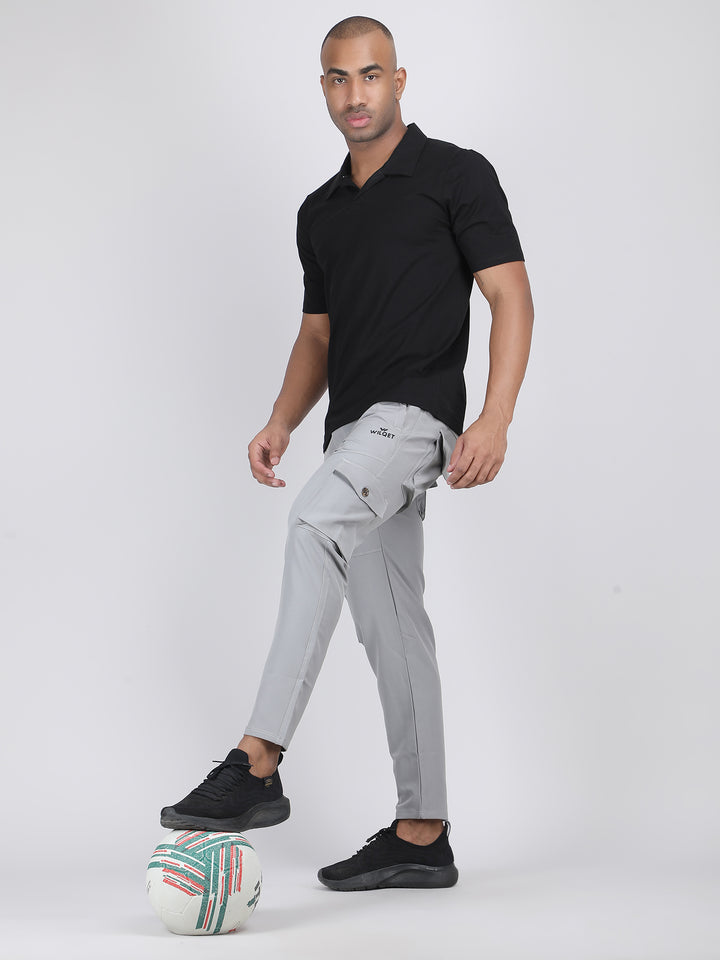 MEN'S  TRAVELS & RUNNING CARGO TRACK PANT NS TERRY WITH 6 PKT. 2 SIDE PKT. & 4 CARGO FLAP BUTTON PKT.