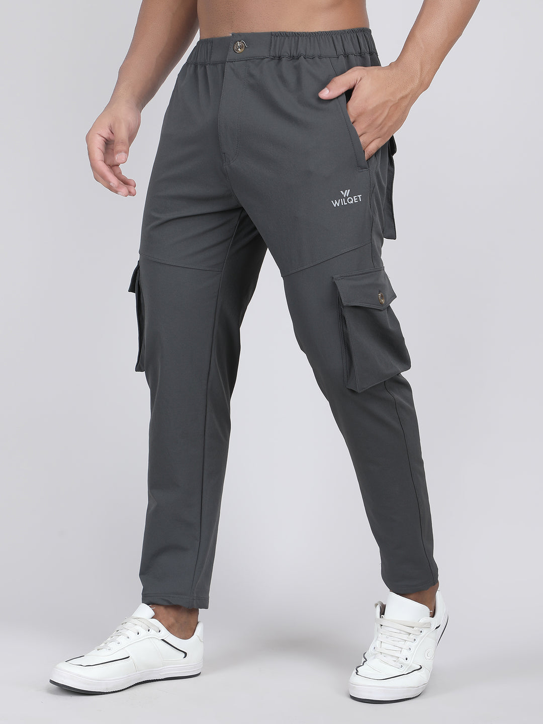 MEN'S  TRAVELS & RUNNING CARGO TRACK PANT NS TERRY WITH 6 PKT. 2 SIDE PKT. & 4 CARGO FLAP BUTTON PKT.