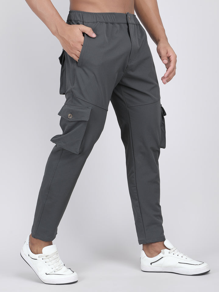 MEN'S  TRAVELS & RUNNING CARGO TRACK PANT NS TERRY WITH 6 PKT. 2 SIDE PKT. & 4 CARGO FLAP BUTTON PKT.