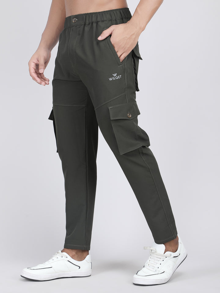 MEN'S  TRAVELS & RUNNING CARGO TRACK PANT NS TERRY WITH 6 PKT. 2 SIDE PKT. & 4 CARGO FLAP BUTTON PKT.