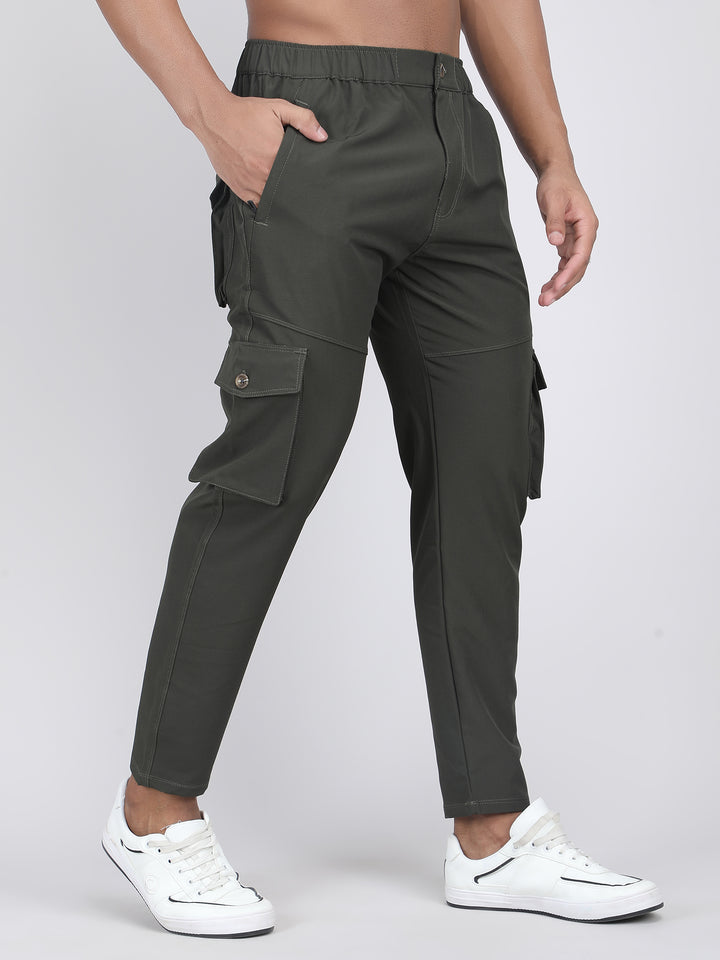 MEN'S  TRAVELS & RUNNING CARGO TRACK PANT NS TERRY WITH 6 PKT. 2 SIDE PKT. & 4 CARGO FLAP BUTTON PKT.