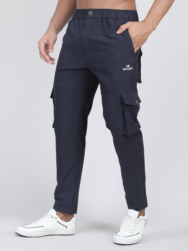 MEN'S  TRAVELS & RUNNING CARGO TRACK PANT NS TERRY WITH 6 PKT. 2 SIDE PKT. & 4 CARGO FLAP BUTTON PKT.