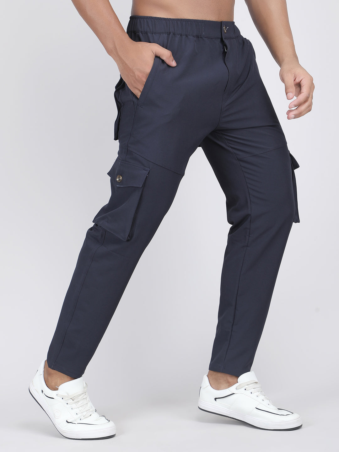 MEN'S  TRAVELS & RUNNING CARGO TRACK PANT NS TERRY WITH 6 PKT. 2 SIDE PKT. & 4 CARGO FLAP BUTTON PKT.