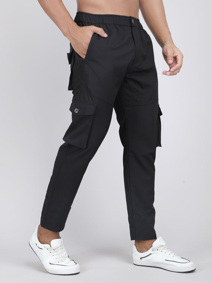 MEN'S  TRAVELS & RUNNING CARGO TRACK PANT NS TERRY WITH 6 PKT. 2 SIDE PKT. & 4 CARGO FLAP BUTTON PKT.