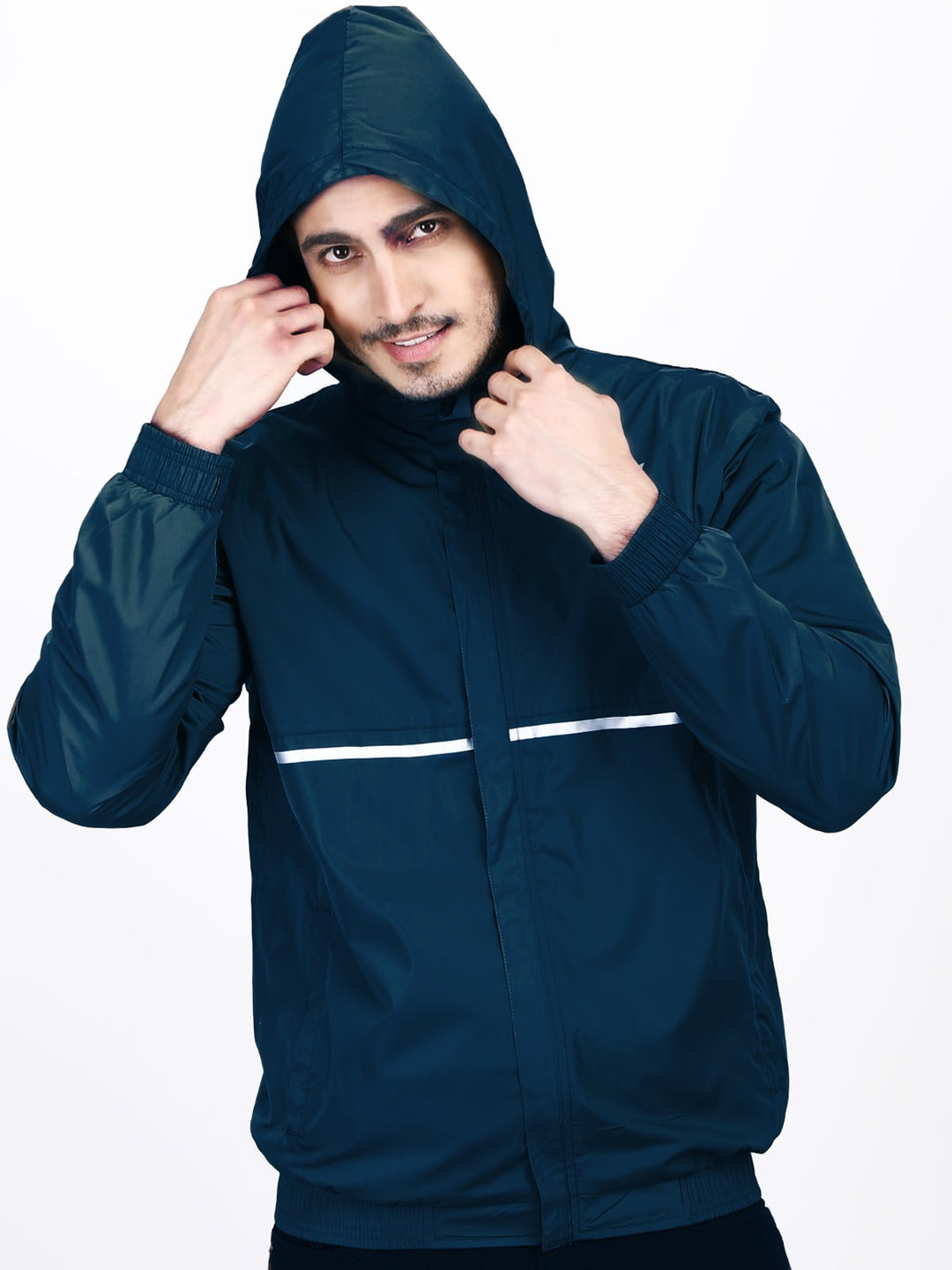 Mens Hooded Jacket Waterproof in Reflect Patti