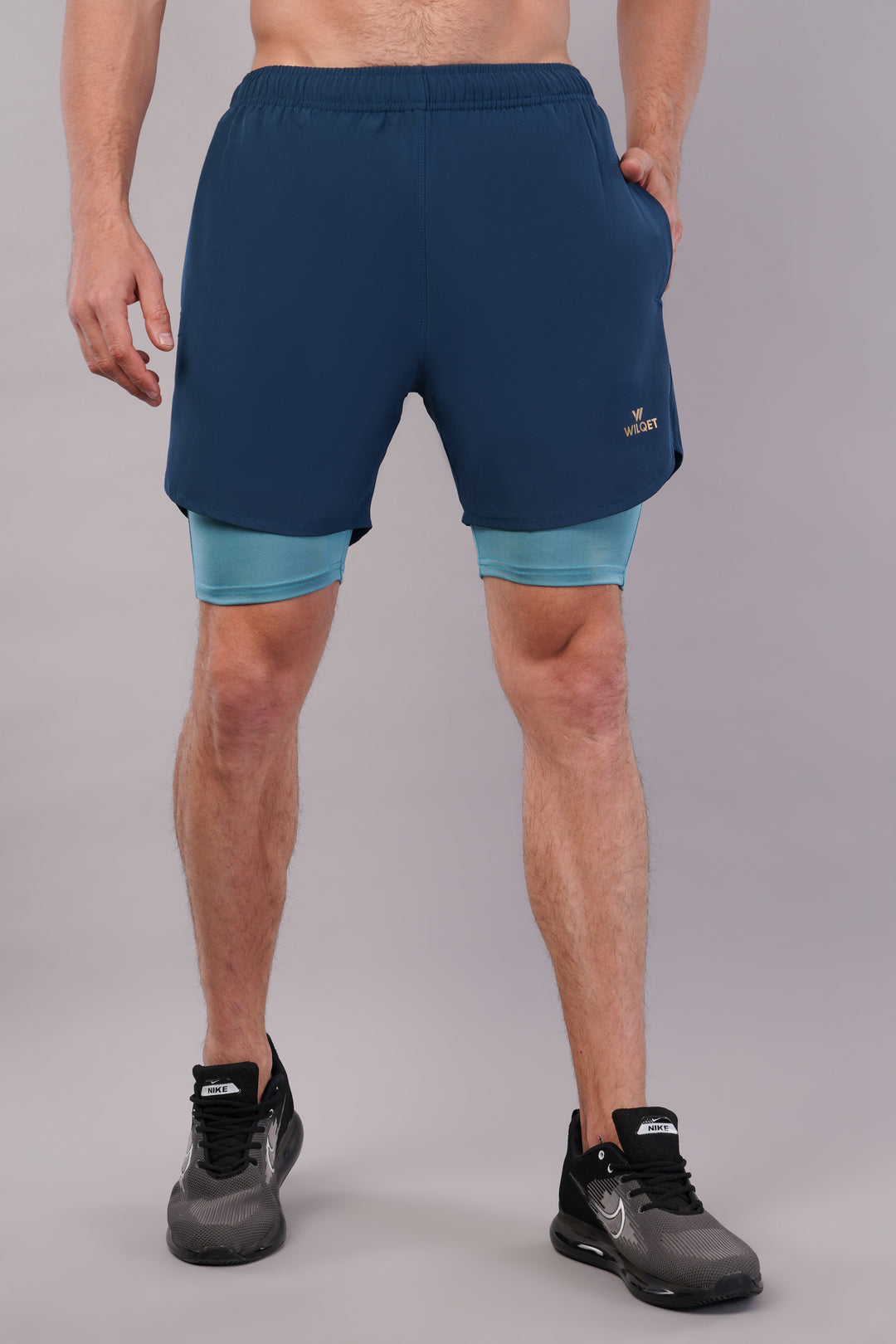 Wilqet Men's Running 2in1 Supporting Shorts with Back Mobile Pkt. & Swimwear Tighty Inner