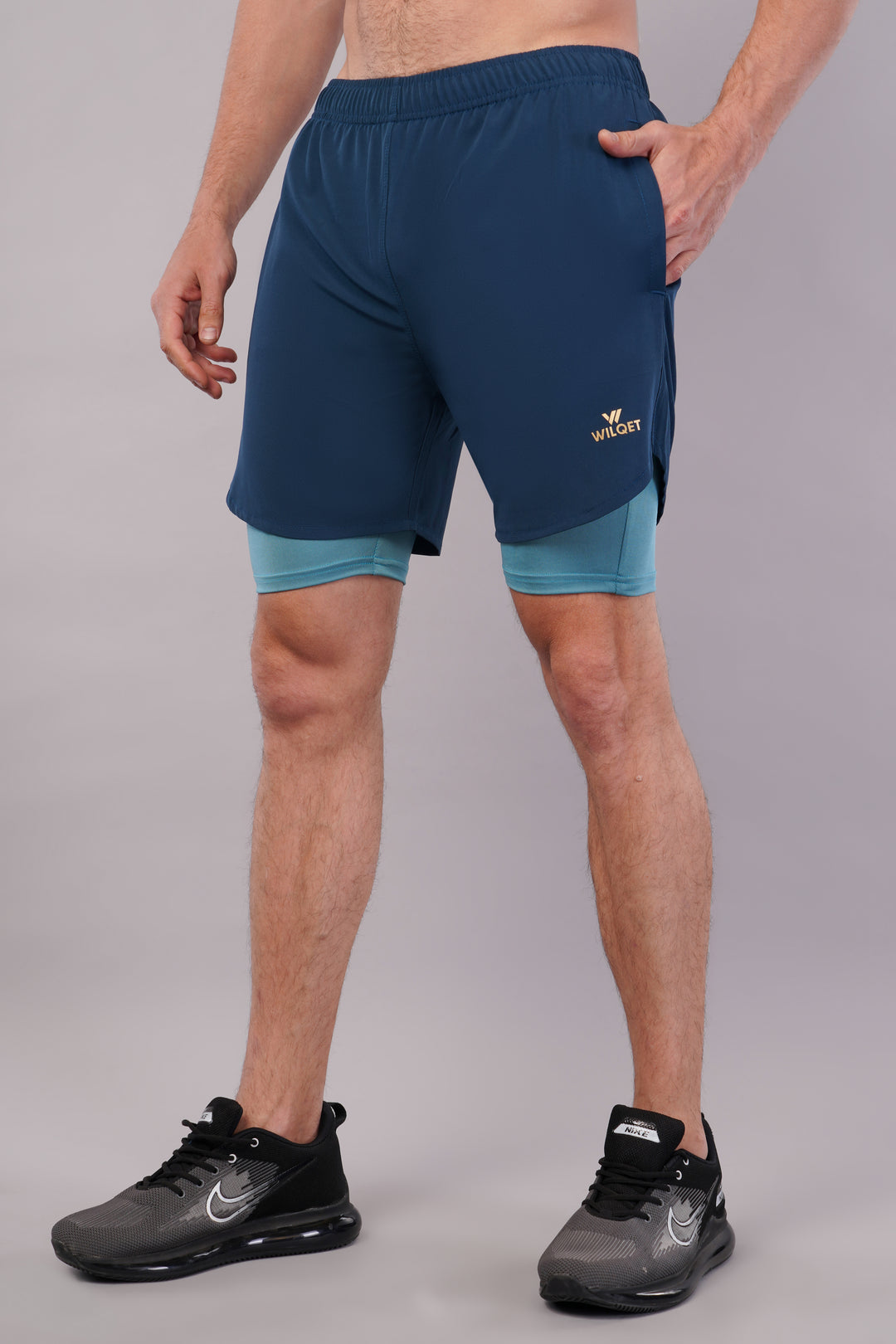 Wilqet Men's Running 2in1 Supporting Shorts with Back Mobile Pkt. & Swimwear Tighty Inner