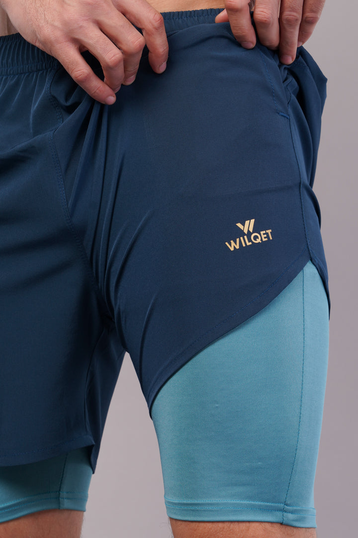 Wilqet Men's Running 2in1 Supporting Shorts with Back Mobile Pkt. & Swimwear Tighty Inner