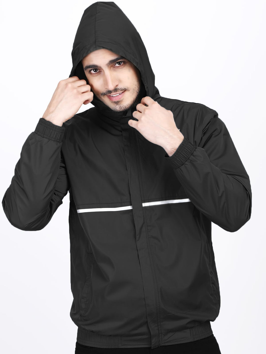 Mens Hooded Jacket Waterproof in Reflect Patti