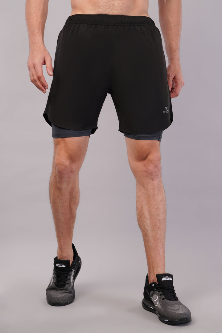 Wilqet Men's Running 2in1 Supporting Shorts with Back Mobile Pkt. & Swimwear Tighty Inner