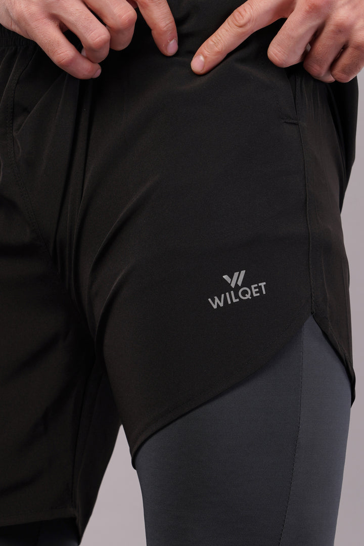 Wilqet Men's Running 2in1 Supporting Shorts with Back Mobile Pkt. & Swimwear Tighty Inner