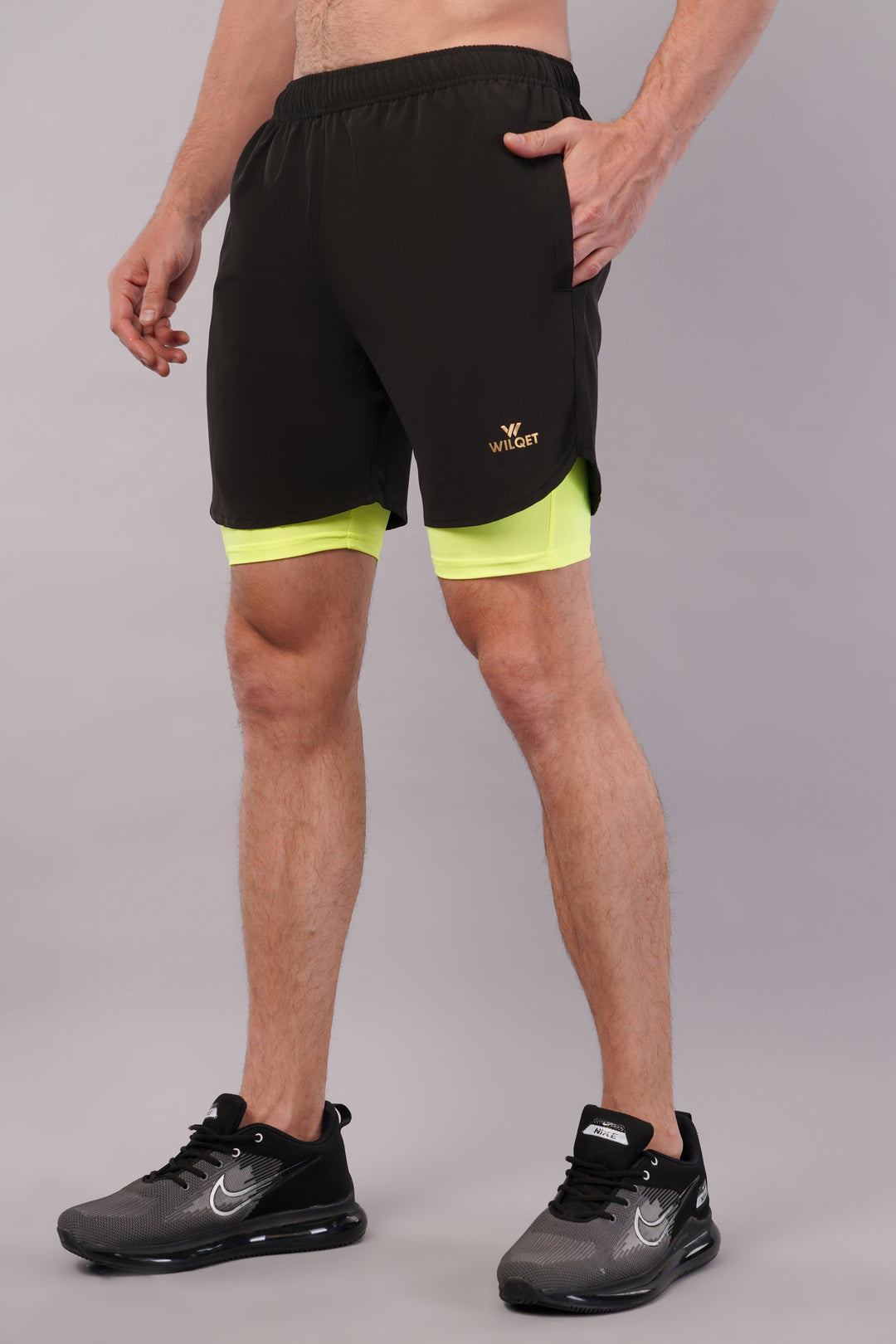 Wilqet Men's Running 2in1 Supporting Shorts with Back Mobile Pkt. & Swimwear Tighty Inner