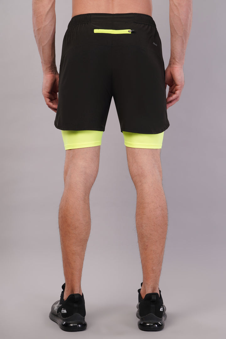 Wilqet Men's Running 2in1 Supporting Shorts with Back Mobile Pkt. & Swimwear Tighty Inner