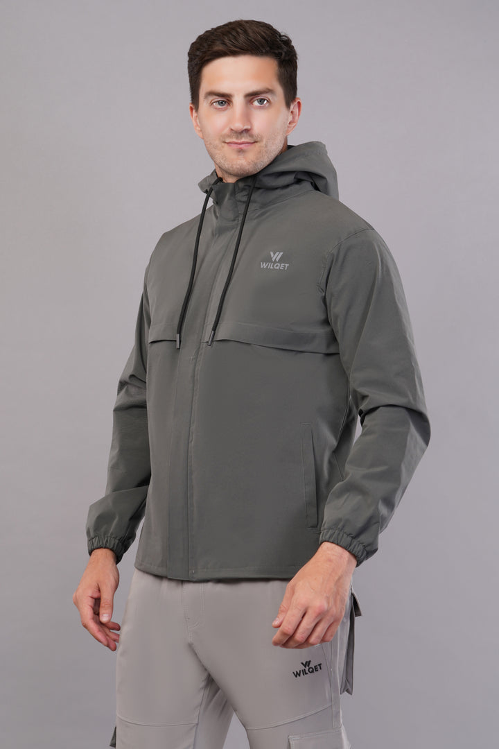 MEN'S RUNNING RAIN JACKET WATERPROOF WITH SUPPORTING 0/MESH & HOODIES WITH FULL ZIP COVER