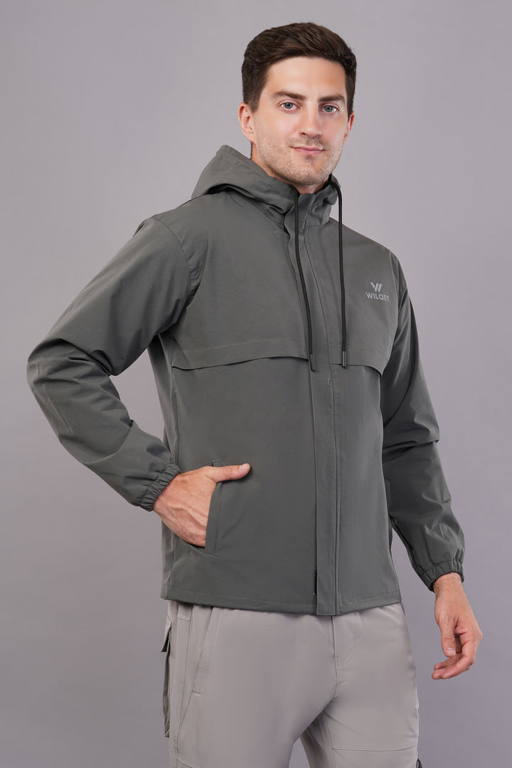 MEN'S RUNNING RAIN JACKET WATERPROOF WITH SUPPORTING 0/MESH & HOODIES WITH FULL ZIP COVER