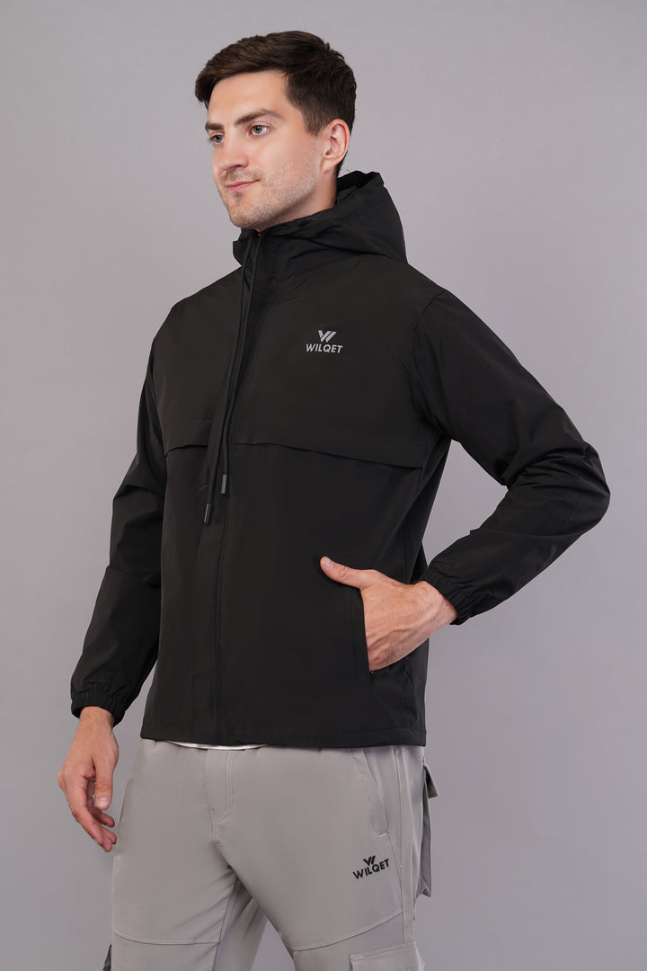 MEN'S RUNNING RAIN JACKET WATERPROOF WITH SUPPORTING 0/MESH & HOODIES WITH FULL ZIP COVER