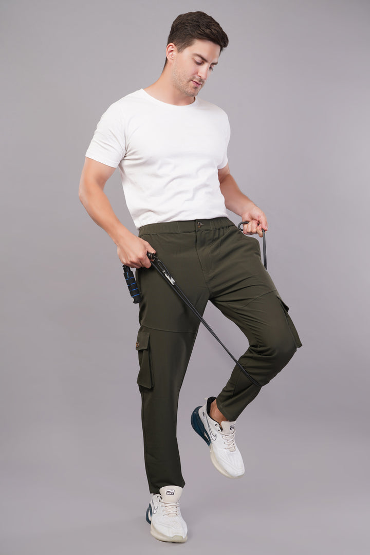 MEN'S  TRAVEL & RUNNING CARGO TRACK PANT NS TERRY WITH 6 POCKET 2 SIDE PKT. & 4 CARGO FLAP BUTTON PKT.