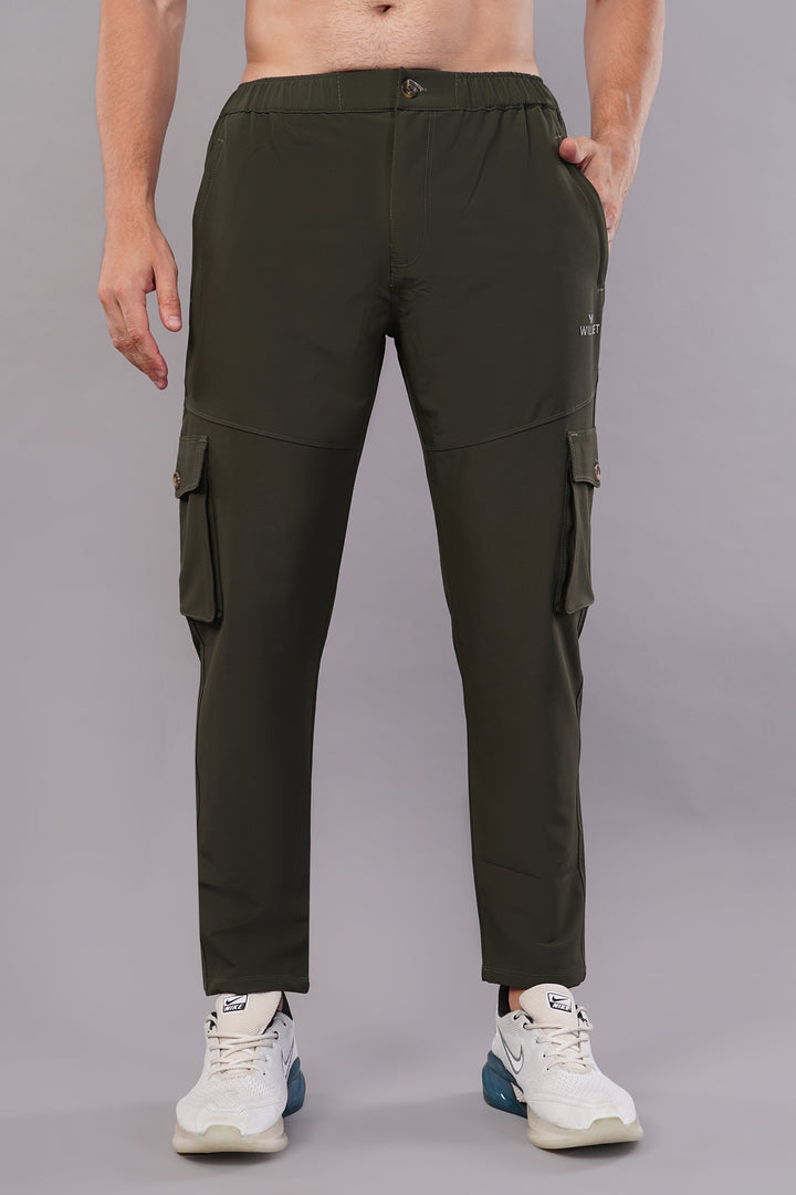 MEN'S  TRAVEL & RUNNING CARGO TRACK PANT NS TERRY WITH 6 POCKET 2 SIDE PKT. & 4 CARGO FLAP BUTTON PKT.