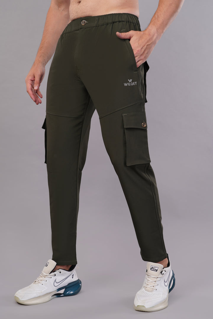 MEN'S  TRAVEL & RUNNING CARGO TRACK PANT NS TERRY WITH 6 POCKET 2 SIDE PKT. & 4 CARGO FLAP BUTTON PKT.