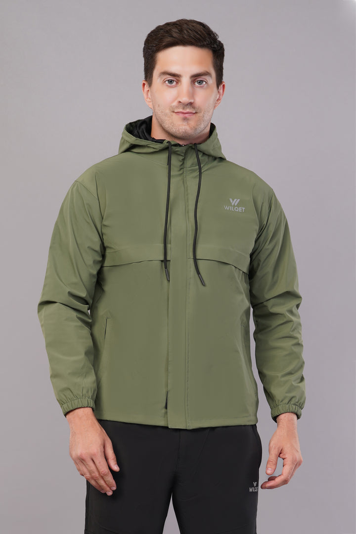 MEN'S RUNNING RAIN JACKET WATERPROOF WITH SUPPORTING 0/MESH & HOODIES WITH FULL ZIP COVER