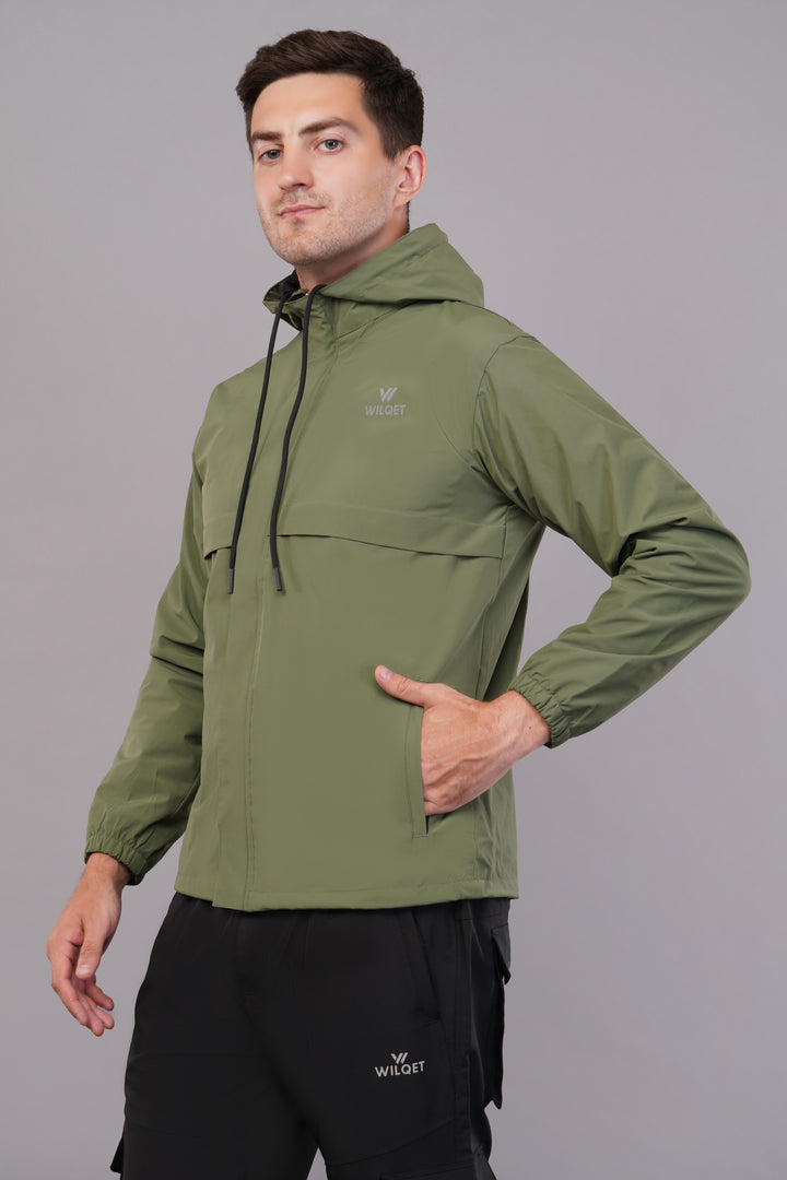 MEN'S RUNNING RAIN JACKET WATERPROOF WITH SUPPORTING 0/MESH & HOODIES WITH FULL ZIP COVER