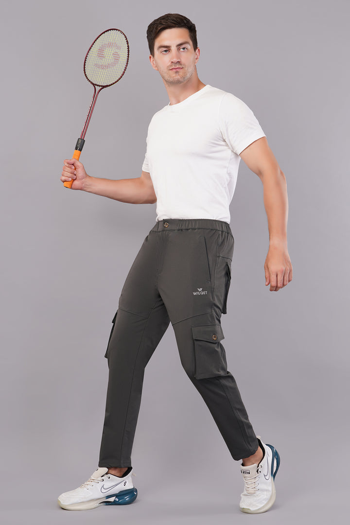 MEN'S  TRAVEL & RUNNING CARGO TRACK PANT NS TERRY WITH 6 POCKET 2 SIDE PKT. & 4 CARGO FLAP BUTTON PKT.