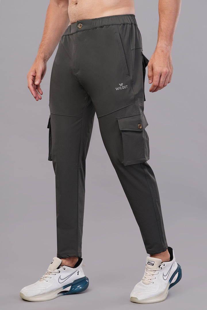 MEN'S  TRAVEL & RUNNING CARGO TRACK PANT NS TERRY WITH 6 POCKET 2 SIDE PKT. & 4 CARGO FLAP BUTTON PKT.